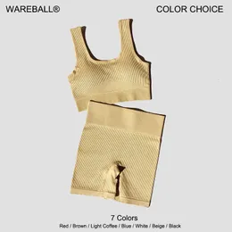 Wareball 2pcs Women Yoga Set Gym Set Sexy Bra Shorts Sports Sorts Shorts Running Clothing Gym Wear Athletic Sport Suit 240407