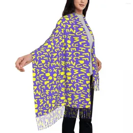 Lenços lenço feminino mantém impressão de letra amarela quente com borla FONDO FONITY Y2K SHAWLS COLO
