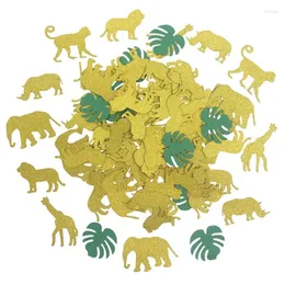 Decorazione per feste 1Bag Gold Leaves Foglie giungla di carta per animali coriando decorazioni per il compleanno del bambino Safari Scatterla