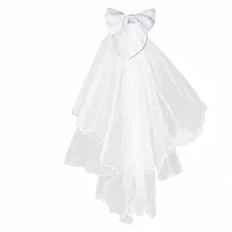 fr Girl Bridal Veils White Wedding Bridal Veils First Communi Hair Wreath with Bow for Bride Marriage Wedding Accories r8bs#