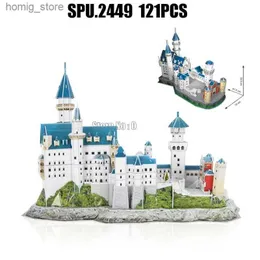 3Dパズル121PCS世界的に有名な建築ドイツノイシュワンシュタイン城3DパズルおもちゃY240415
