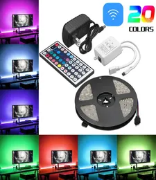 5M RGB 5050 مضاد للماء LED SMD 44 KEY REMOTE 12V US EU POWER COMPLICE LED Strip LED SHINGIBLE مع OPP BAG2492562