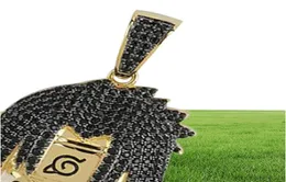 14 тыс. Золотого замороженного CZ Bling Sasuke Подвесное ожерелье Мужское Микропространство Кубическое циркониевое колье с бриллиантами 66681872