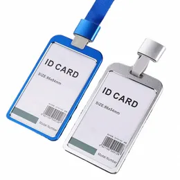 fi Card Cover Women Aluminum Alloy Work Name Card Holders Busin Work Card ID Badge Lanyard Holder Metal Bags Case G7QE#