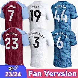 2023 24 McGinn Watkins Mens Soccer Jerseys Rogers Kamara Duran Chambers Pau Digne Buendia Tielemans Home Away 3 -я футбольная рубашка для взрослых