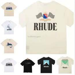 2023 Rhudes Shirt Designer for Men Womens T Fashion Tshirt with Letters Casual Summer Short Sleeve Tees Shirts Woman Clothing