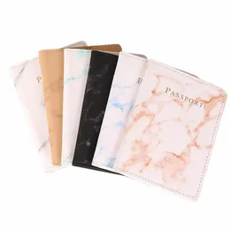 fi Women Men Passport Cover Pu Leather Marble Style Travel ID Credit Card Passport Holder Packet Wallet Purse Bags Pouch b1Fo#