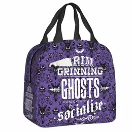 haunted Mansi Grim Grinning Ghosts Lunch Box Women Cooler Thermal Food Insulated Lunch Bag School Children Student Picnic Bags L5MA#