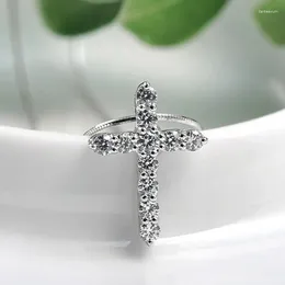 Anhänger Kofsac exquisite Kreuz Halskette Frauen Mode 925 Sterling Silber Halsketten glänzender Zirkonschmuck Einfaches glamouröses Geschenk Unisex