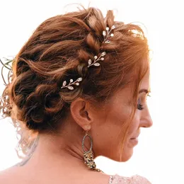 6st Bridal Hairpins Wedding Headpiece Golden and Siery Pearl Hair Comb Rhineste Crystal Wedding Hair Accores Z8B1#
