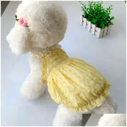 Abbigliamento per cani vestiti estivi dolci sciolti cucciolo cucciolo di abito abito floreale gallo lanterna principessa per cani di piccola taglia drop de dhwmy