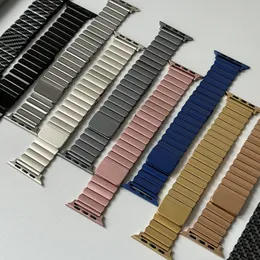 Bambus Ein Perlen Kohlefaserschleifen Magnetbänder Stahlarmband einstellbare Gurtbänder Watchband für Apfelwache 3 4 5 6 7 8 9 IWatch 40/41mm 44/45/49mm Ultra