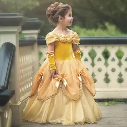 Girl039s Kleider Kinder Kleid für Mädchen gelbe Party 410 Jahre Geburtstag Kostüm Halloween Cosplay Princess4614408