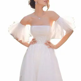 Odłączane warstwowe rękawy Bride Wedding Arm Cover Udekoruj biały ruffy rękaw zaczepienia do wystroju sesji ślubnej F4t6#