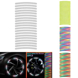 2024 20PCS Kolorowe piasty koła samochodowego Naklejki Nocne ostrzeżenie Ostrzeżenie odblaskowe do automatycznego motocyklowego motocykla