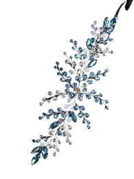 Romantico Tiara blu Marca di matrimonio Crystal Rhineste Women Bridal Hair Accories Bride Head Jewelry Party Persone O6BF#