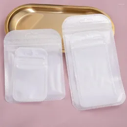 Bolsas de jóias 50pcs Bolsas de zíper transparentes brancos Opp Film Pearlescent com Hang Hole para DIY Pacote de embalagem de varejo Ziplock