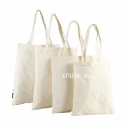 large Capacity Canvas Shoulder Handbag Folding Eco-Friendly Cott Tote Bags Reusable DIY Shoulder Bag Grocery Bag Beige White L6SM#