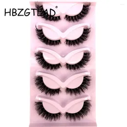 Falsche Wimpern 5 Paare Katze Eye Wimpern natürliche realistische, unordentliche 3D Nerzflauschige geflügelte Ende Längliche Cilios Make -up -Werkzeug