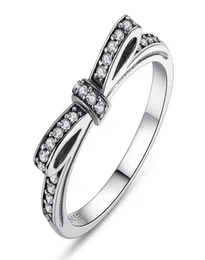 Gümüş Köpüklü Yay Düğümü İstiflenebilir Yüzük Stili Sterling Şerit Alyansları Kutu Kadın Doğum Günü Sevgililer Günü Hediyesi PS06671231559