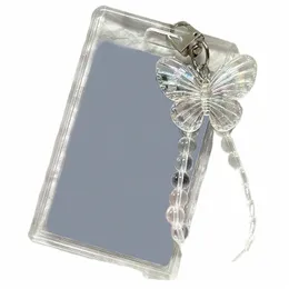 Crystal Butterfly 3 Zoll Acrylkartenhalter Photocards Anzeige Kredit -Bank -Karten -Schutzhülle Keychain Anhänger fi e4ln#