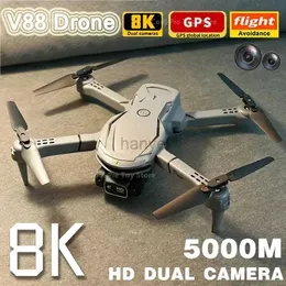 DRONES V88 DRONE 8K Professional HD AERIAL DUAL-CAMERA OMNIDIRECTION OFSACLE ESMOSIANCE DRONE QUADCOPTER 5000Mリモート制御おもちゃ240416