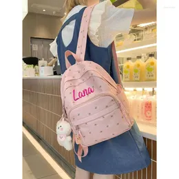 Bolsas escolares mochila floral bordado personalizado nome de bordado kawaii garotas casuais drenies rucksack presente exclusivo para bolsas jovens