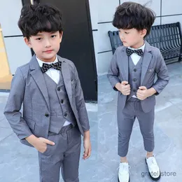 Abiti per ragazzi pantaloni giubbotti formali pantaloni arco 4 pezzi di abbigliamento set da gentiluomo per bambini blazer abito da sposa abito da performance di compleanno