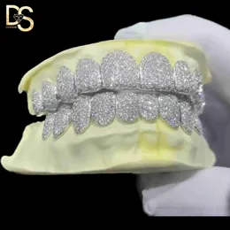 مخصص 10K 14K 18K الذهب مطلي بالفضة 925 Full VVS Diamond Moissanite Grillz Iced Out Hip Hop Teeth Grillz