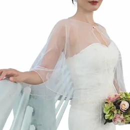 Topqueen semplice scialle di tulle estate trasparente dr cardigan da sposa a mantello da sposa blusa blusa manicata vg89 personalizzabile s5zp#