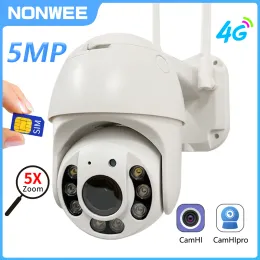Sistema 5mp 4g Câmera IP sem fio SIM 1080p Segurança ao ar livre 5x zoom óptico wifi ptz rastreamento automático CCTV Camhipro