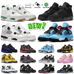 Jump Man 4 Basketball Shoes 4S jumpman mens womens trainers Black Cat Pine Green Metallic Black Thunder Bred Reimagined Outdoor Sports Sneakers High Quality shoes 13