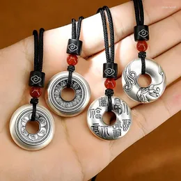 Pendellöder Halsketten ny Ping eine Schnalle Pixiu Retro-Stil China-Chic Fu Wort Solid Halskette sechs wahre Wörter für Männer und Frauen