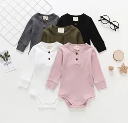 13 färger Solid Cotton Rompers för Baby Girls Boys Jumpsuits Nyfödda triangelknappar PlaySuit Casual Boutique Clothes M10885711539