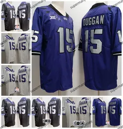 Personalizza le maglie da calcio Horned Frogs NCAA College Mens #15 Max Duggan Jersey