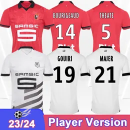 23 24 Stade Rennais Bourigeaud Terrier Player 버전 Mens 축구 유니폼 Doku Gouiri Theate Santamaria Kalimuendo Home Football Shirts