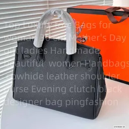 Kadın için Üst Lüks Tote Çantalar 30 Cm Anneler Günü Hediye Bayanlar El yapımı güzel kadınlar çanta deri omuz çantası akşam debriyajı siyah tasarımcı çanta