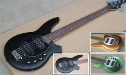 Musik M 5 String Bassbongo Bass Guitarblack Green Guitar Battery Packrosewood Fingerboard Moon Inlay24 Frethh Pickups4481631