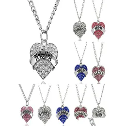 Jewelry 10 Style Mother Day Gift Mom Daughter Sister Grandma Nana Aunt Family Necklace Crystal Heart Pendant Rhinestone Drop Delivery Otxnf