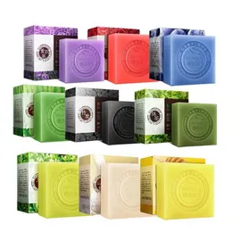 Sabonete artesanal 9pcs bioaqua Óleo essencial natural sabonete feita à mão Remova o banho de sabonete de face de face de bambu leite de cabra leite de cabra Matcha Rose Soaps de lavanda 240416