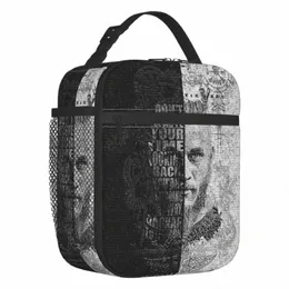 Wikinger Zitate von Ragnar Lothbrok Isolierte Lunchbeutel Frauen tragbarer Norse Valhalla Krieger Kühler Thermal Lunchbox Kinder Schule F7A9#