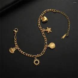 Link Armbänder meine Form trendy Muschel Seestern für Frauen Edelstahl Doppelschichten Charms Handkette Valentinstag Geschenke Schmuck Schmuck