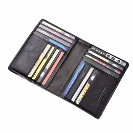 ThinkThendo Retro Genuine in pelle vera Cowhide Travel Passport ID COPER COVER COVER Case Protector Organizer Wallet Black Color 53GX#