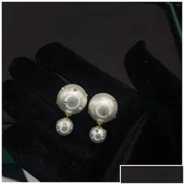 أقراط مسمار كلاسيكية مزدوجة الجانب Crystal Pearl for Women Gift DesigneRjewelry Drop Dropress Jewelry OTJVC Dhonx