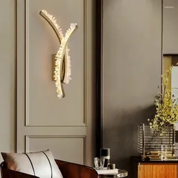 مصباح الجدار الجداول LED CRYSTER LEVER BED SPED BACKDROP SCONCE MODERT INDOOR ART DECO LIGHTINGERING MITTURES GOLD METAL