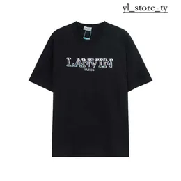 Lanvis t shirt męski projektant ss24 lanvis curb t shirt luksusowy damski beżowy plamek alfabet druk modny swobodny luźne luźne na pół rękawie białe ubranie lanvis 5665