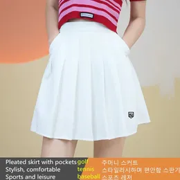 Golf -Tennisrock mit Sicherheitshose Sommer Frauen Golf Shorts Aline Rock Elastische Taschen mit hoher Taille Falten Msgolf Wear 240416