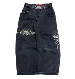 Jnco jeans mens harajuku retrò hip hop ricamo pantaloni in denim baggy pantaloni 90s strade guscio gotico streetwear 240415