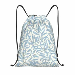 William Morris Style Arts and Crafts Willow Muster Draw String Rucksacktaschen Leichtes Fitnessstudio Sports Sackpack Säcke für Reisen H2IP#