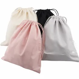 Cott Canvas Wewnętrzne torby sznurka Różowa szara czarna beżowa kolorowa torba do przechowywania torebki na torebkę akoria 51WE#